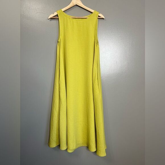 Oak + Fort yellow green sleeveless midi dress size xs Minimalist modern chic - Picture 2 of 7